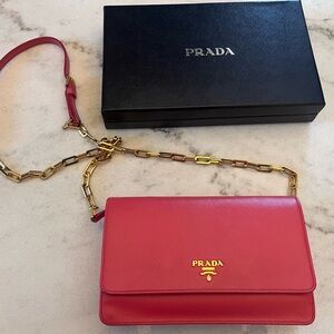 Prada pink Crossbody Bag with Gold Chain